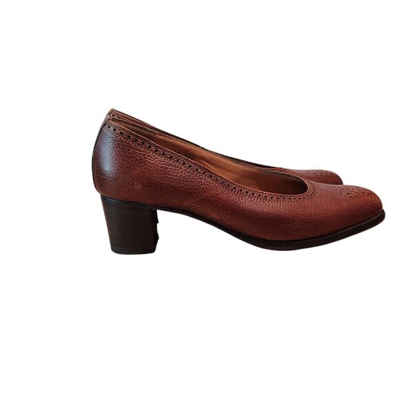 Elegance Leather Shoes Made in Italy, Size 35½,‎ 2-Inch Heel Brown Classic Style - Picture 9 of 9